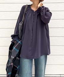 Q | ライトピーチギャザーシャーリングブラウス(シャツ/ブラウス)