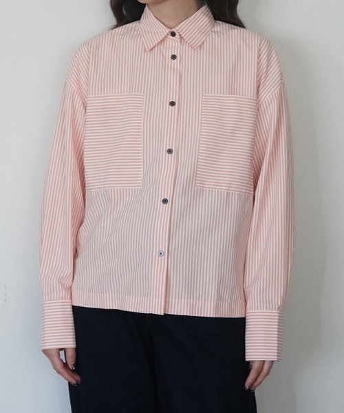 ZOZOMARKET（ゾゾマーケット）の「スーパーワイドスリーブリラクシーシャツ-ZOZOMARKET by ハヤシアンナ（シャツ/ブラウス・レディース・ライトブルー/オレンジ・マルチサイズ）」の7枚目の写真