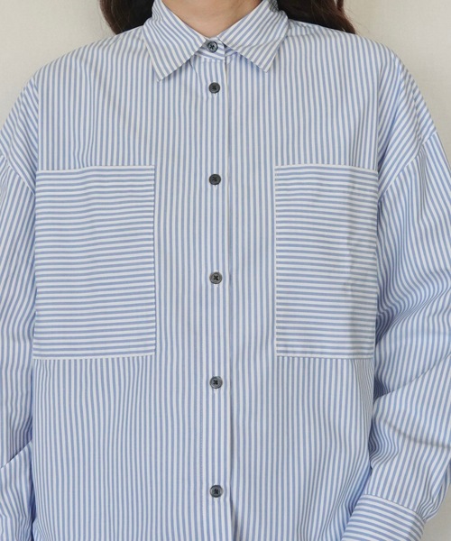 ZOZOMARKET（ゾゾマーケット）の「スーパーワイドスリーブリラクシーシャツ-ZOZOMARKET by ハヤシアンナ（シャツ/ブラウス・レディース・ライトブルー/オレンジ・マルチサイズ）」の9枚目の写真