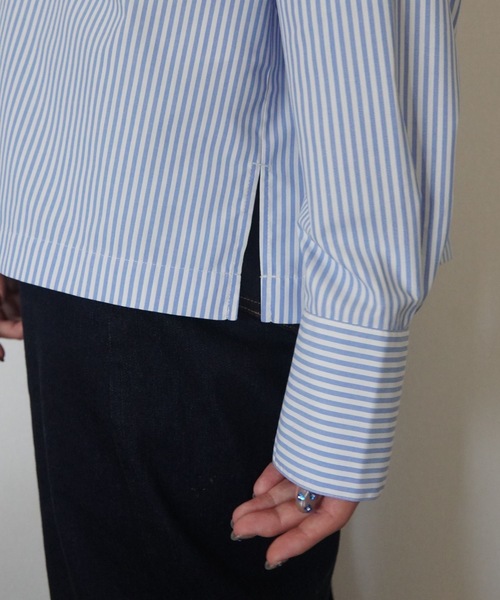 ZOZOMARKET（ゾゾマーケット）の「スーパーワイドスリーブリラクシーシャツ-ZOZOMARKET by ハヤシアンナ（シャツ/ブラウス・レディース・ライトブルー/オレンジ・マルチサイズ）」の10枚目の写真