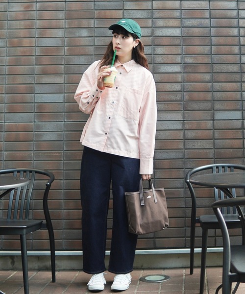 ZOZOMARKET（ゾゾマーケット）の「スーパーワイドスリーブリラクシーシャツ-ZOZOMARKET by ハヤシアンナ（シャツ/ブラウス・レディース・ライトブルー/オレンジ・マルチサイズ）」の12枚目の写真