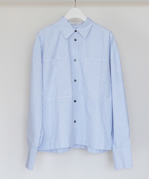 ZOZOMARKET（ゾゾマーケット）の「スーパーワイドスリーブリラクシーシャツ-ZOZOMARKET by ハヤシアンナ（シャツ/ブラウス・レディース・ライトブルー/オレンジ・マルチサイズ）」の20枚目の写真