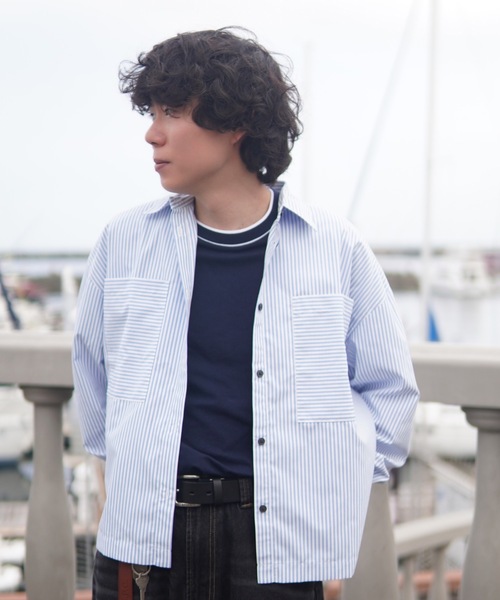 ZOZOMARKET（ゾゾマーケット）の「スーパーワイドスリーブリラクシーシャツ-ZOZOMARKET by ハヤシアンナ（シャツ/ブラウス・レディース・ライトブルー/オレンジ・マルチサイズ）」の19枚目の写真