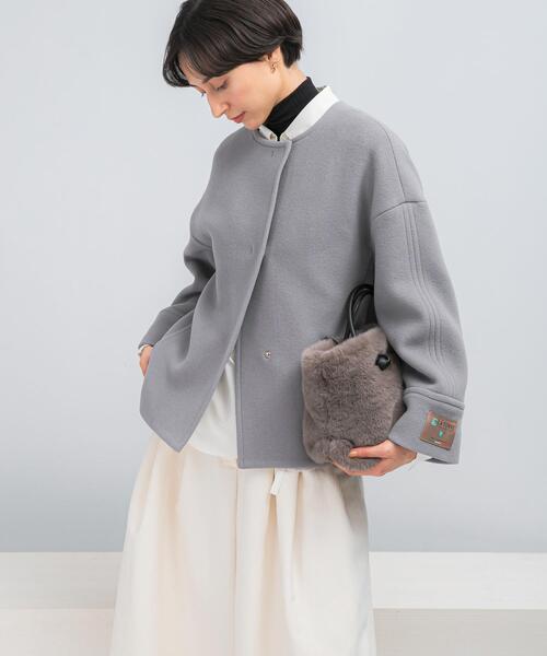 URBAN RESEARCH ROSSO WOMEN（アーバンリサーチ　ロッソ）の「LA TORREショートノーカラーコート（その他アウター・レディース・ネイビー/ベージュ系その他・38/36）」の7枚目の写真