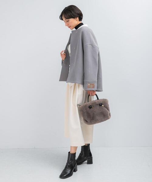 URBAN RESEARCH ROSSO WOMEN（アーバンリサーチ　ロッソ）の「LA TORREショートノーカラーコート（その他アウター・レディース・ネイビー/ベージュ系その他・38/36）」の9枚目の写真