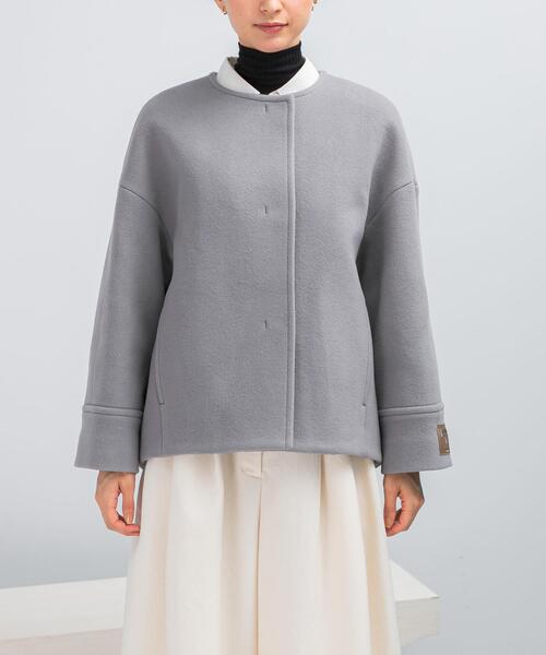 URBAN RESEARCH ROSSO WOMEN（アーバンリサーチ　ロッソ）の「LA TORREショートノーカラーコート（その他アウター・レディース・ネイビー/ベージュ系その他・38/36）」の10枚目の写真