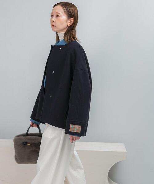 URBAN RESEARCH ROSSO WOMEN（アーバンリサーチ　ロッソ）の「LA TORREショートノーカラーコート（その他アウター・レディース・ネイビー/ベージュ系その他・38/36）」の18枚目の写真