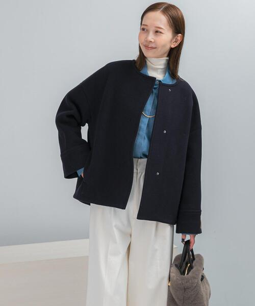 URBAN RESEARCH ROSSO WOMEN（アーバンリサーチ　ロッソ）の「LA TORREショートノーカラーコート（その他アウター・レディース・ネイビー/ベージュ系その他・38/36）」の19枚目の写真