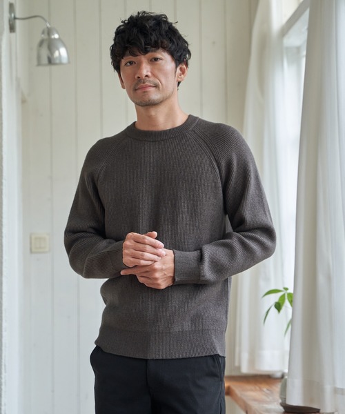 ikka(イッカ)の「【洗濯機で洗える】ウォッシャブル畦クルーネックニット(ニット/セーター・メンズ・ベージュ/チャコール/ネイビー/カーキ・M/L/XL/S)」の19枚目の写真