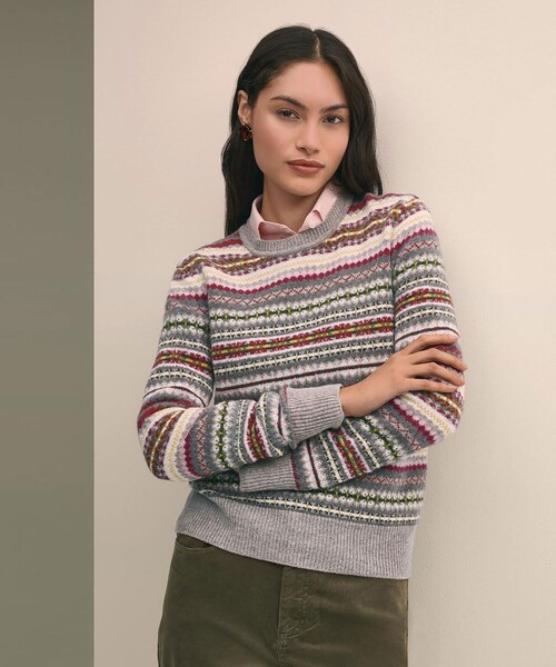 BROOKS BROTHERS(ブルックスブラザーズ)の「ラムズウール フェアアイル クルーネックセーター(ニット/セーター・レディース・ベージュ・LARGE/MEDIUM/SMALL/X-SMALL)」の1枚目の写真