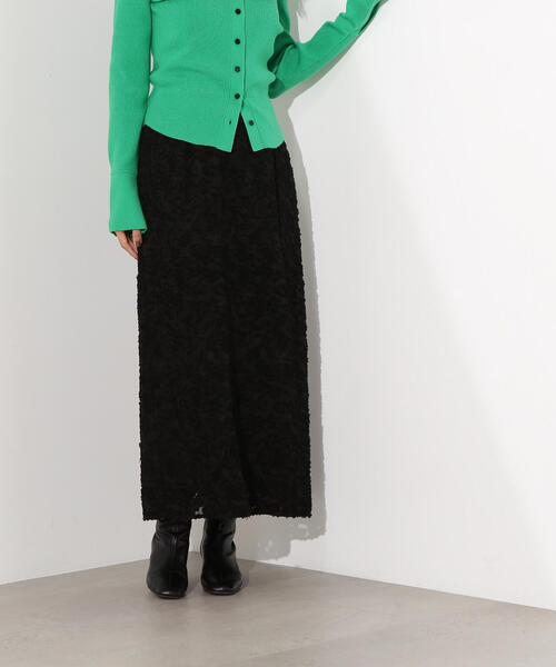 N.（N. Natural Beauty Basic）（エヌエヌナチュラルビューティーベーシック）の「【PS/低身長サイズ】カットジャガードナロースカート（スカート・レディース・レッド/オフホワイト/ブラック・P/S/MEDIUM）」の5枚目の写真