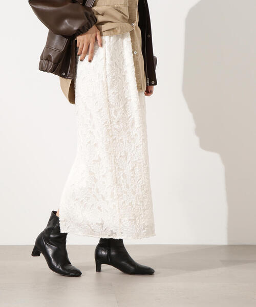 N.（N. Natural Beauty Basic）（エヌエヌナチュラルビューティーベーシック）の「【PS/低身長サイズ】カットジャガードナロースカート（スカート・レディース・レッド/オフホワイト/ブラック・P/S/MEDIUM）」の16枚目の写真