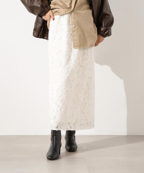 N.（N. Natural Beauty Basic）（エヌエヌナチュラルビューティーベーシック）の「【PS/低身長サイズ】カットジャガードナロースカート（スカート・レディース・レッド/オフホワイト/ブラック・P/S/MEDIUM）」の18枚目の写真