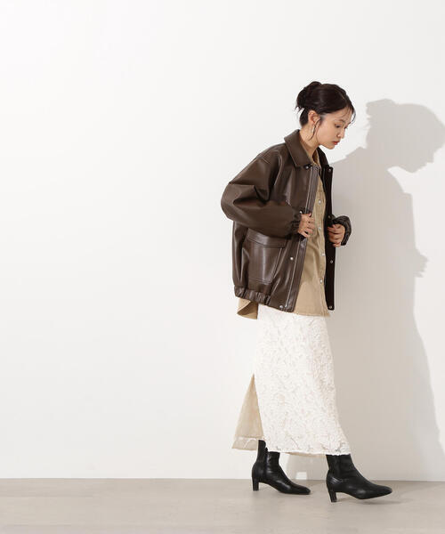 N.（N. Natural Beauty Basic）（エヌエヌナチュラルビューティーベーシック）の「【PS/低身長サイズ】カットジャガードナロースカート（スカート・レディース・レッド/オフホワイト/ブラック・P/S/MEDIUM）」の19枚目の写真