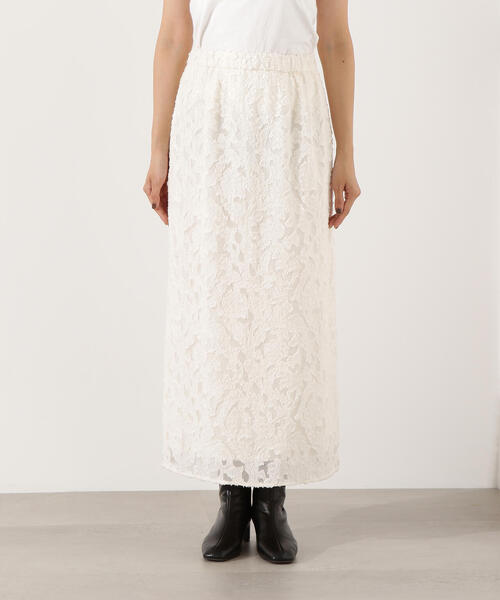 N.（N. Natural Beauty Basic）（エヌエヌナチュラルビューティーベーシック）の「【PS/低身長サイズ】カットジャガードナロースカート（スカート・レディース・レッド/オフホワイト/ブラック・P/S/MEDIUM）」の22枚目の写真