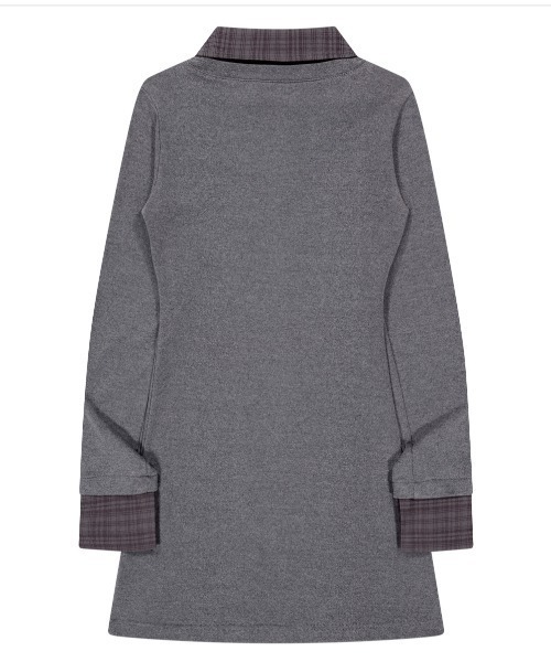 NIIER NOR(ニアノア)の「A'GEM/9 × .kom 『NIIER NOR/ニアノア』 LAYERED CHECK SHIRT DRESS/レイヤードニットチェックトップス(その他トップス・レディース・ブラック/グレー・FREE)」の16枚目の写真