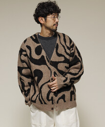 Firsthand | Firsthand/ファーストハンド 総柄 ダブルジャガード ニット カーディガン / リラックスフィット(カーディガン/ボレロ)