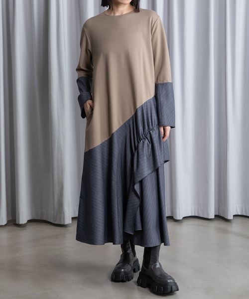 MARECHAL TERRE（マルシャルテル）の「フレアジョイントワンピース（ワンピース・レディース・オリーブ/ブラック/ネイビー/ベージュ・MEDIUM）」の2枚目の写真