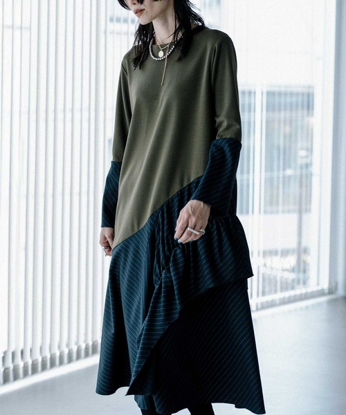 MARECHAL TERRE（マルシャルテル）の「フレアジョイントワンピース（ワンピース・レディース・オリーブ/ブラック/ネイビー/ベージュ・MEDIUM）」の3枚目の写真