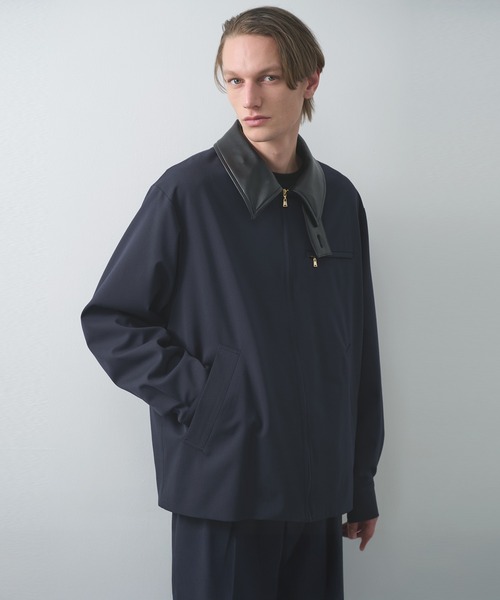 CULLNI】別注 Leather Color Zip Blouson/別注 襟レザーウールブルゾン