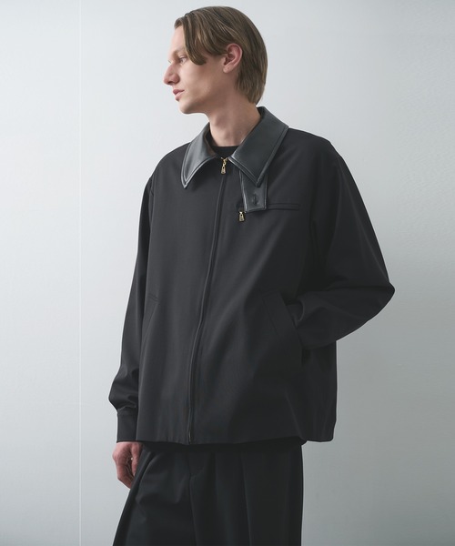 cullni/クルニ シャツ ブルゾン CULLNI】別注 Leather Color Zip Blouson/別注 襟レザーウールブルゾン