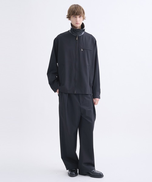 CULLNI】別注 Leather Color Zip Blouson/別注 襟レザーウールブルゾン