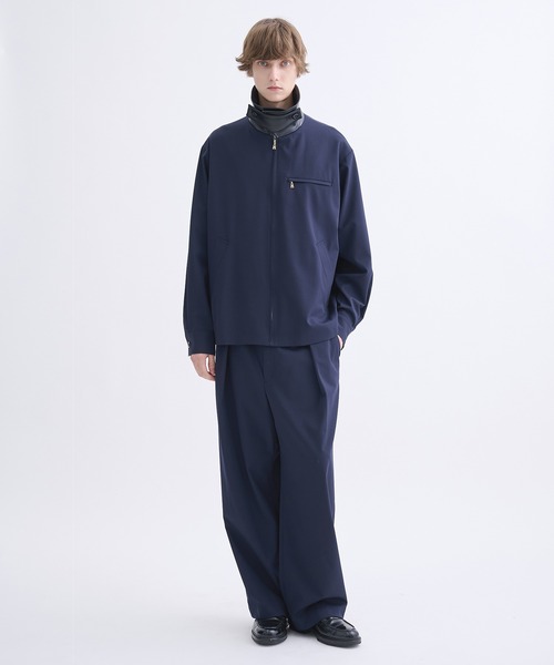 CULLNI】別注 Leather Color Zip Blouson/別注 襟レザーウールブルゾン