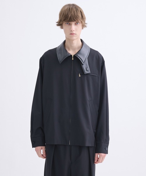CULLNI】別注 Leather Color Zip Blouson/別注 襟レザーウールブルゾン