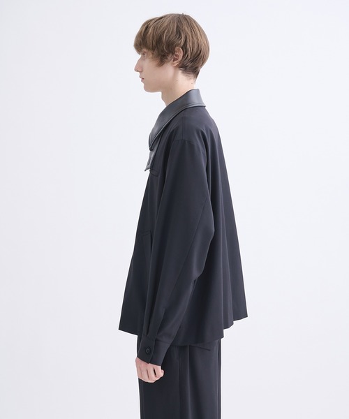 CULLNI】別注 Leather Color Zip Blouson/別注 襟レザーウールブルゾン