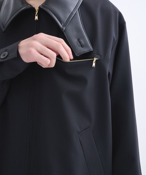CULLNI】別注 Leather Color Zip Blouson/別注 襟レザーウールブルゾン