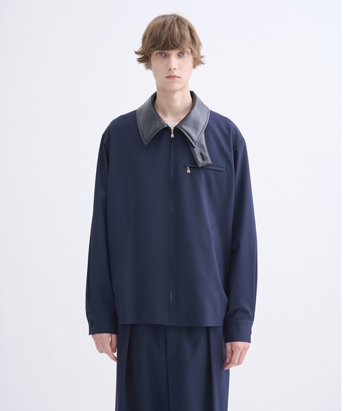 CULLNI】別注 Leather Color Zip Blouson/別注 襟レザーウールブルゾン