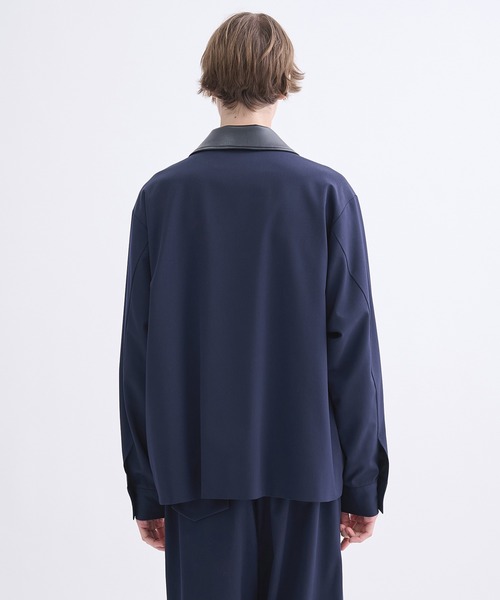 CULLNI】別注 Leather Color Zip Blouson/別注 襟レザーウールブルゾン