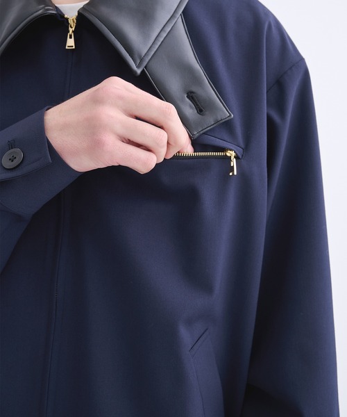 CULLNI（クルニ）の「【CULLNI】別注 Leather Color Zip Blouson/別注 襟レザーウールブルゾン（ブルゾン・メンズ・ブラック/カーキ/ネイビー・1/2）」の9枚目の写真