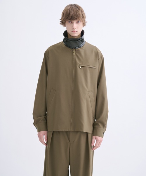 CULLNI】別注 Leather Color Zip Blouson/別注 襟レザーウールブルゾン