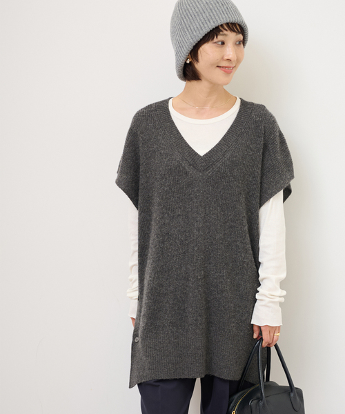 JOURNAL STANDARD relume（ジャーナルスタンダード　レリューム）の「ウールカシミヤミックスポンチョベスト（ベスト・レディース・グレー/チャコールグレー・FREE）」の7枚目の写真
