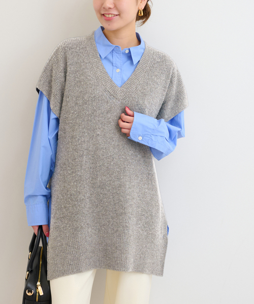 JOURNAL STANDARD relume（ジャーナルスタンダード　レリューム）の「ウールカシミヤミックスポンチョベスト（ベスト・レディース・グレー/チャコールグレー・FREE）」の15枚目の写真