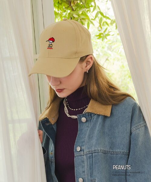 RETRO GIRL（レトロガール）の「PEANUTS刺繍キャップ（キャップ・レディース・ベージュ/チャコールグレー/ブルー・ONE SIZE）」の7枚目の写真