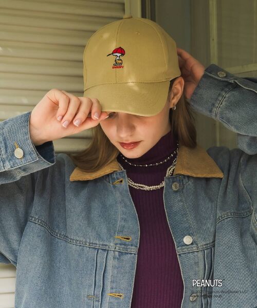 RETRO GIRL（レトロガール）の「PEANUTS刺繍キャップ（キャップ・レディース・ベージュ/チャコールグレー/ブルー・ONE SIZE）」の8枚目の写真