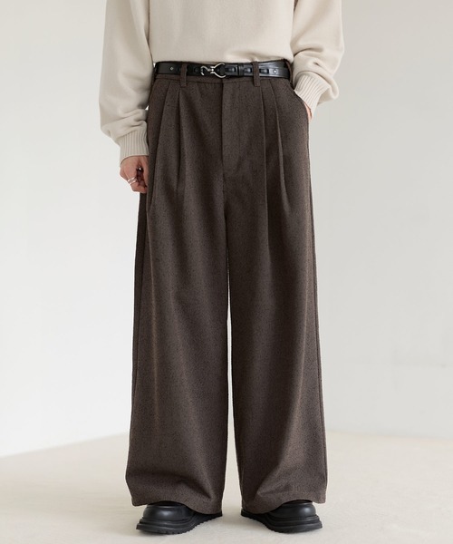 ETELIO（エテリオ）の「ネップツイード2タックワイドバギースラックス（その他パンツ・メンズ・ブラウン/ブラック/グレー・S/M/L/XL）」の3枚目の写真