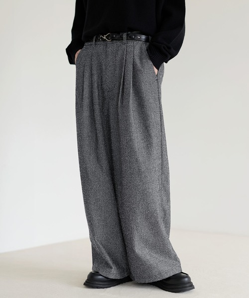 セール】ネップツイード2タックワイドバギースラックス（その他パンツ