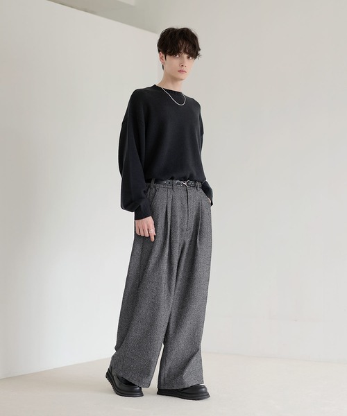 セール】ネップツイード2タックワイドバギースラックス（その他パンツ