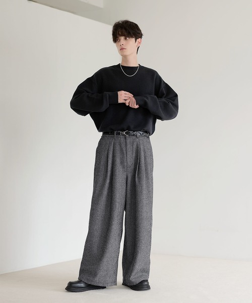 セール】ネップツイード2タックワイドバギースラックス（その他パンツ