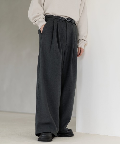 ETELIO（エテリオ）の「ネップツイード2タックワイドバギースラックス（その他パンツ・メンズ・ブラウン/ブラック/グレー・S/M/L/XL）」の4枚目の写真