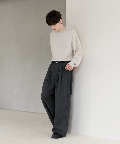 ETELIO（エテリオ）の「ネップツイード2タックワイドバギースラックス（その他パンツ・メンズ・ブラウン/ブラック/グレー・S/M/L/XL）」の12枚目の写真