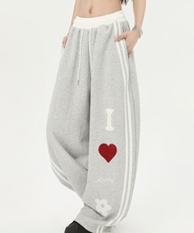 HALEY PESCA | HALEY PESCA/I LOVE パッチワーク バイカラースウェットパンツ(スウェットパンツ)
