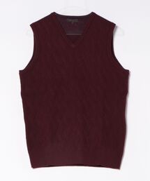 m.f.editorial(エムエフエディトリアル)の*【ウォッシャブル ウール混】m.f.エディトリアル メンズ 寄せ柄 プルオーバーベスト(ベスト)