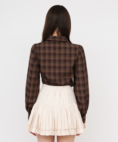 ROYAL PARTY（ロイヤルパーティー）の「ネクタイ付チェックシャツ（シャツ/ブラウス・レディース・ネイビー/カーキ/ブラウン・FREE）」の6枚目の写真