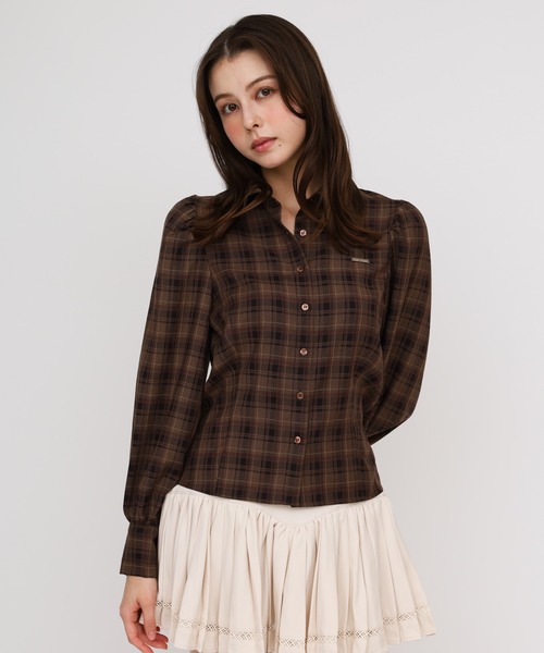 ROYAL PARTY（ロイヤルパーティー）の「ネクタイ付チェックシャツ（シャツ/ブラウス・レディース・ネイビー/カーキ/ブラウン・FREE）」の11枚目の写真