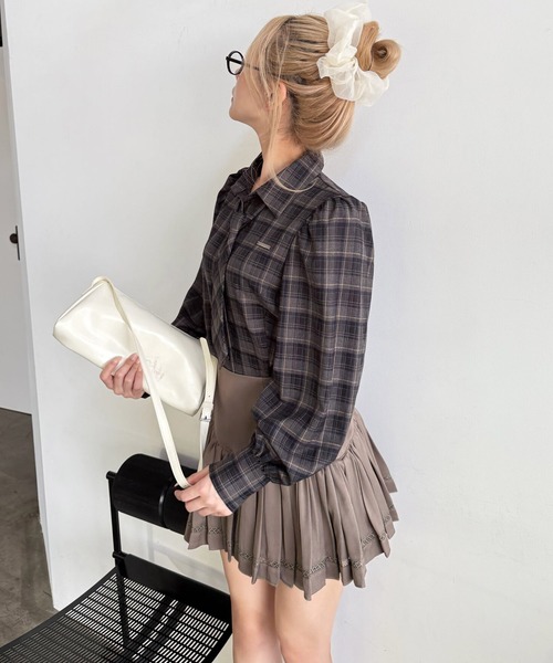 ROYAL PARTY（ロイヤルパーティー）の「ネクタイ付チェックシャツ（シャツ/ブラウス・レディース・ネイビー/カーキ/ブラウン・FREE）」の17枚目の写真