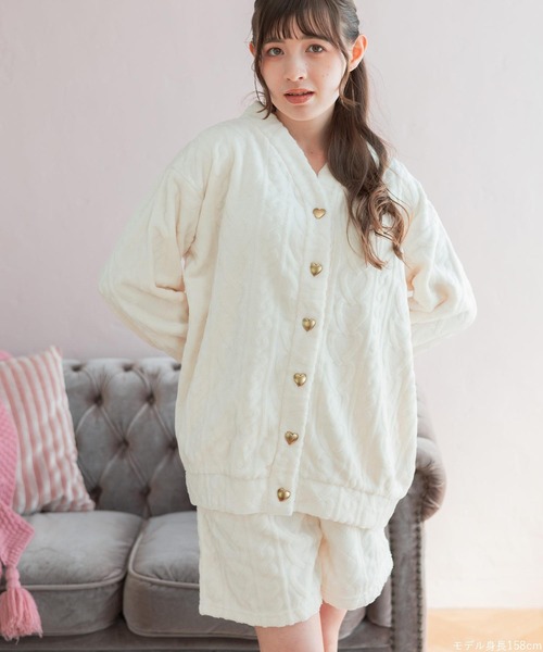 fran de lingerie（フランデランジェリー）の「もこもこ ルームウェア ショートパンツ レディース 冬 あったか パジャマ モコモコ 着る毛布「メモリーフリース」（ルームウェア/パジャマ・レディース・オフホワイト/ワイン系/ネイビー/ブラウン系その他・M-L）」の9枚目の写真